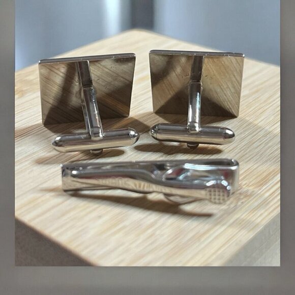 MENS VINTAGE SWANK CUFF LINKS AND TIE CLIP - Picture 2 of 2